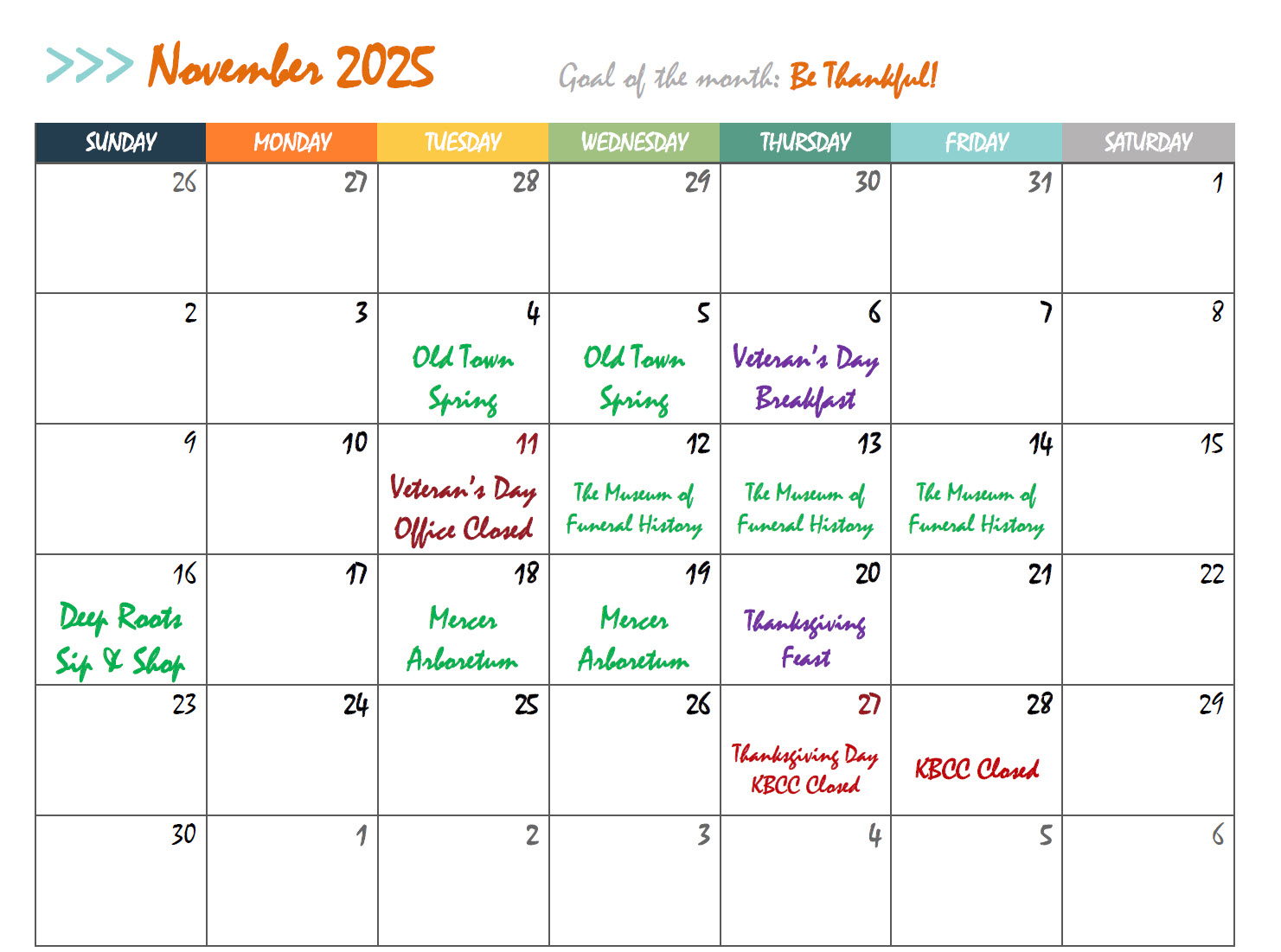 Nov 2025 Bus Calendar